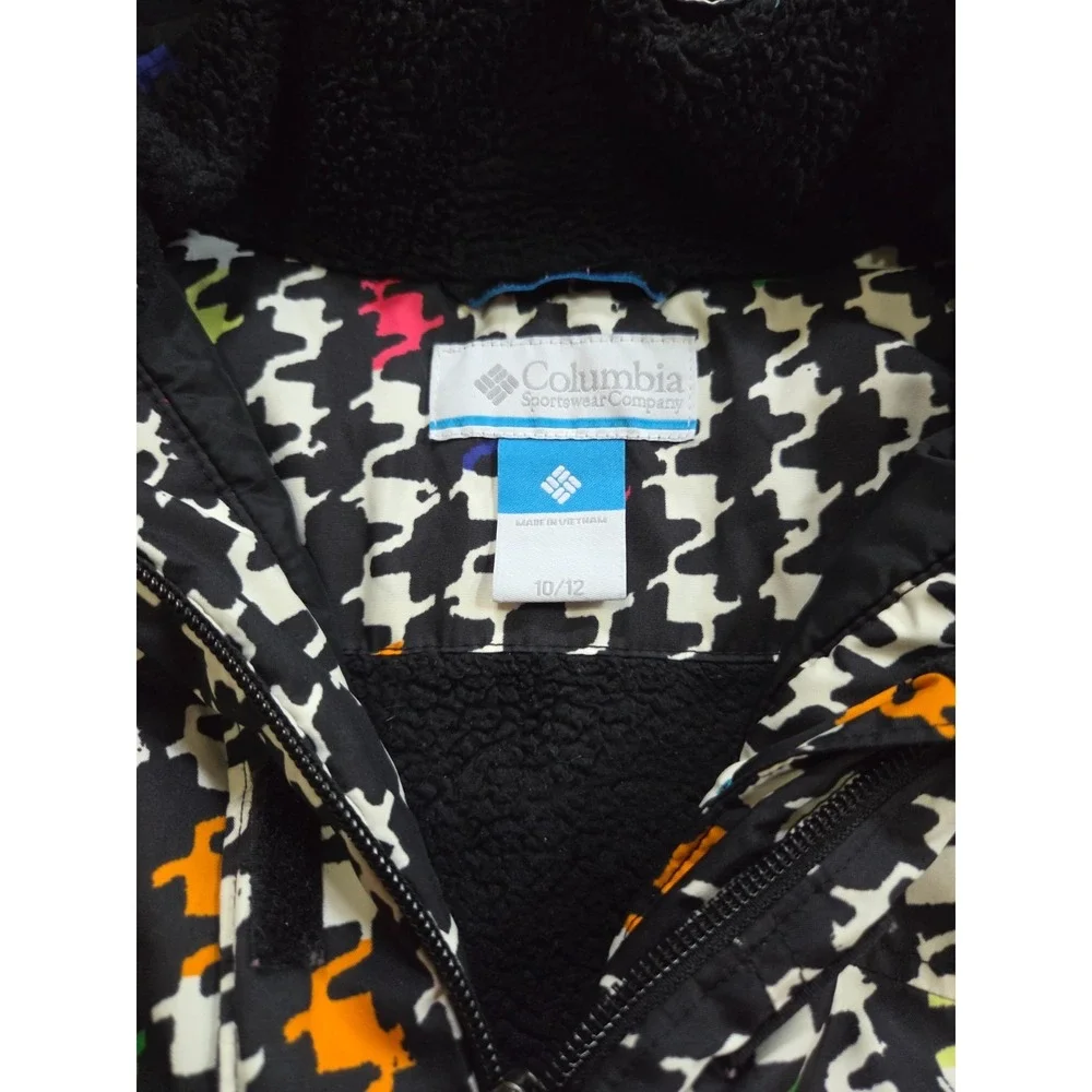 Columbia Colorful Graphic Print Insulated Winter Ski Jacket Hooded Girls 10-12